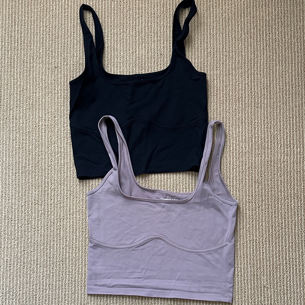 Abercrombie & Fitch Black and Brown/Purple Crop Tops